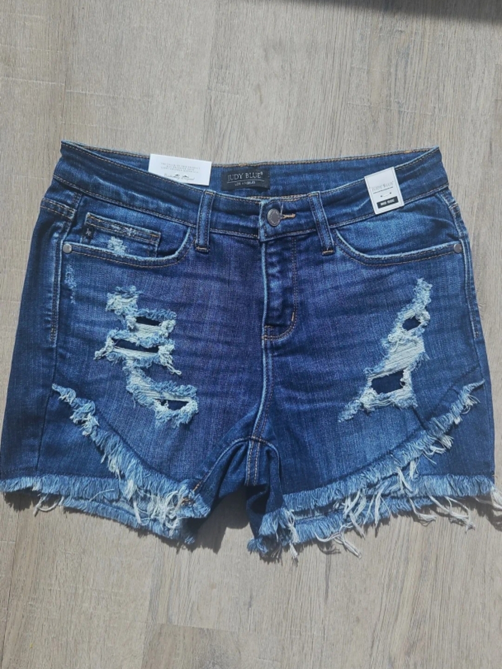 Judy Blue Dark Wash Distressed Jean Shorts
